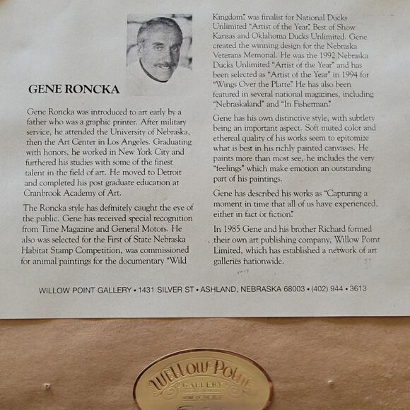 Gene Roncka Signed Frame 'Evening Light' Transfer Picture Print Gold Framed Art - Picture 5 of 12